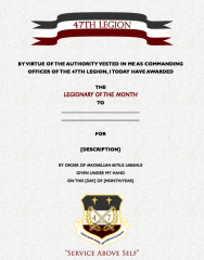 Legionary of the Month!